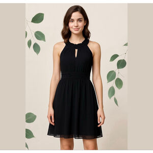 CYNTHIA Steffe sleeveless silk dress with crochet details black Sz M